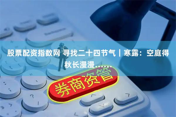 股票配资指数网 寻找二十四节气｜寒露：空庭得秋长漫漫……